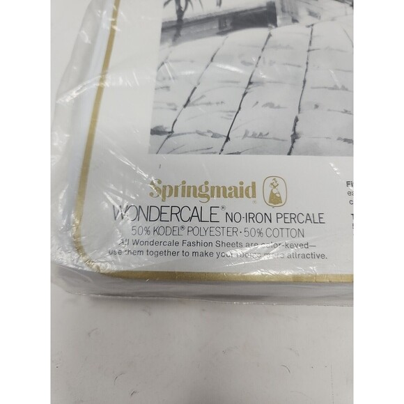 Springmaid Wondercale Percale Double Size Flat Sheet NOS White 81 X 104 No IRON - Picture 9 of 10